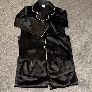 Kids Black Satin Matching Set